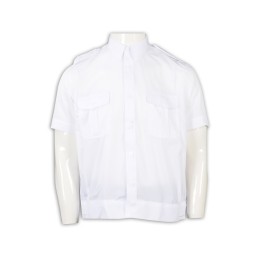 SKWK054 訂製短袖保安制度 設計肩帶款翻領保安制服  工作制服中心 白色 SKWK054 訂製短袖保安制度 設計肩帶款翻領保安制服  工作制服中心 白色